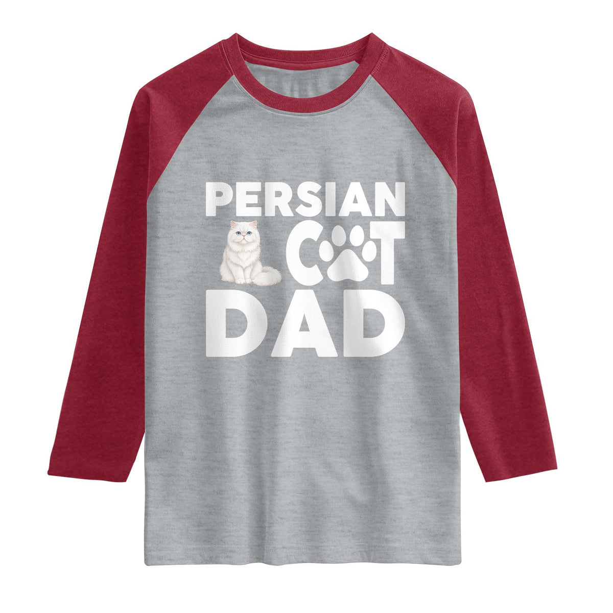 Proud Persian Cat Dad Raglan Shirt Funny Fluffy Cat Lover Gift TS12 Heather Gray Heather Red Print Your Wear