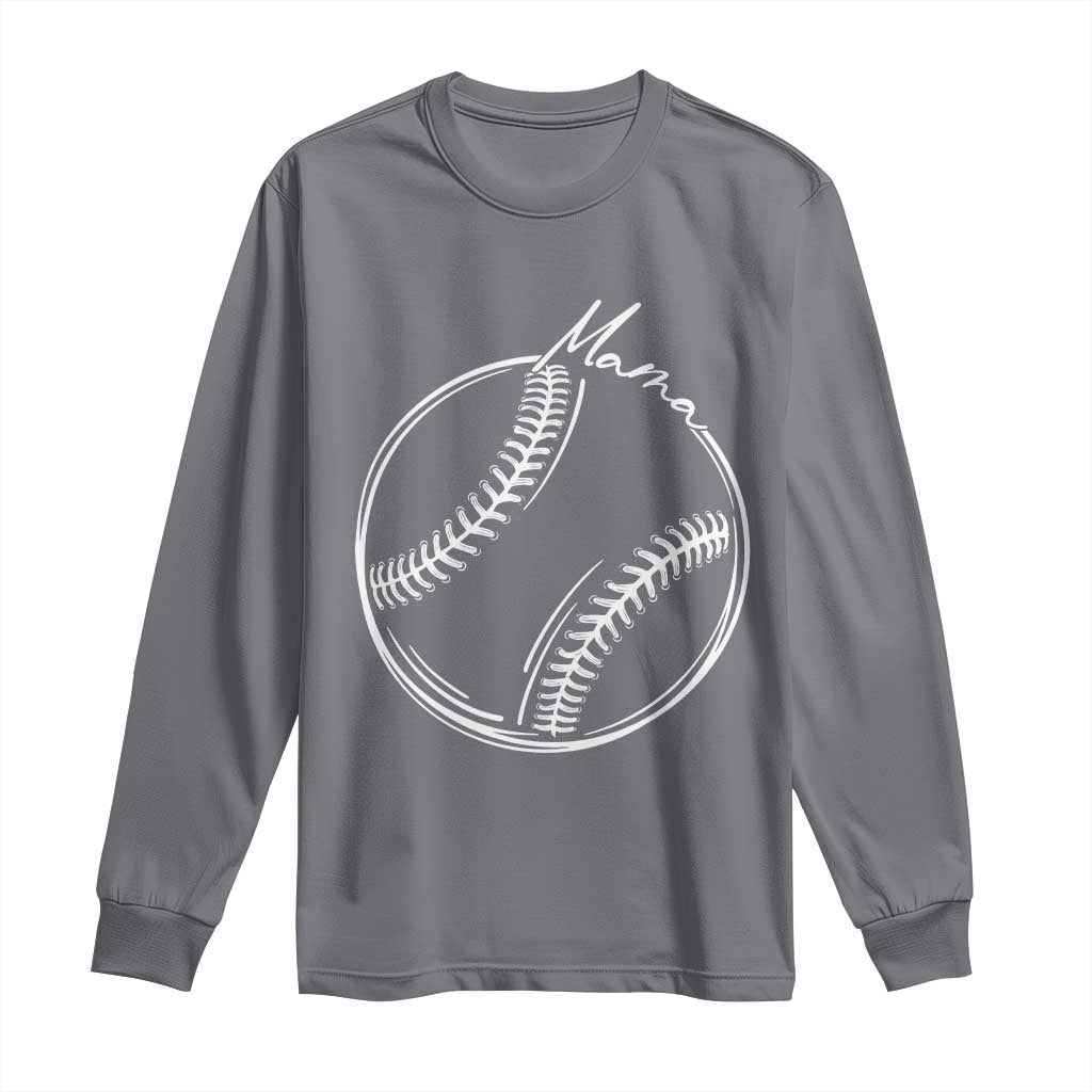 Baseball Mama Graphic Long Sleeve Shirt Game Day Gift For Baseball Moms TS12 Charcoal Print Your Wear
