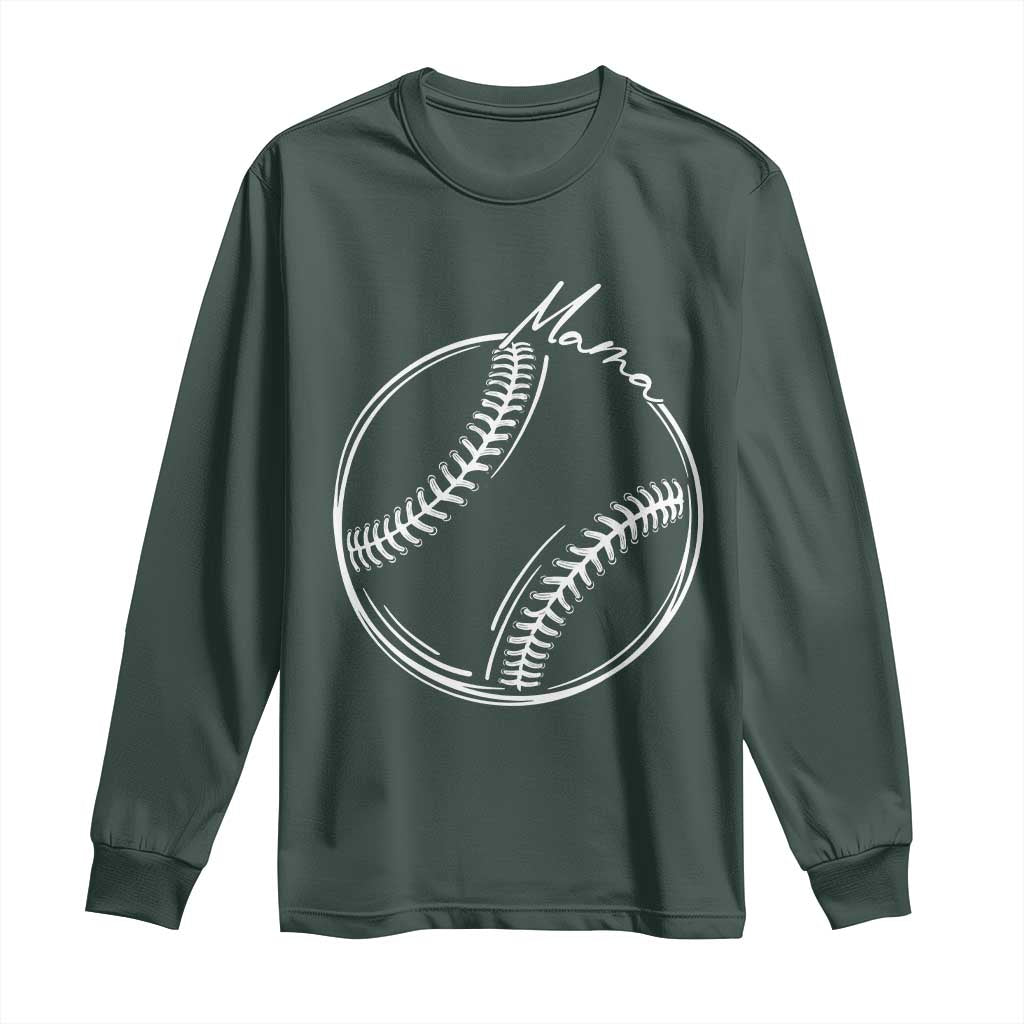 Baseball Mama Graphic Long Sleeve Shirt Game Day Gift For Baseball Moms TS12 Dark Forest Green Print Your Wear