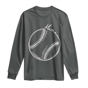 Baseball Mama Graphic Long Sleeve Shirt Game Day Gift For Baseball Moms TS12 Dark Heather Print Your Wear