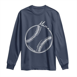 Baseball Mama Graphic Long Sleeve Shirt Game Day Gift For Baseball Moms TS12 Navy Print Your Wear
