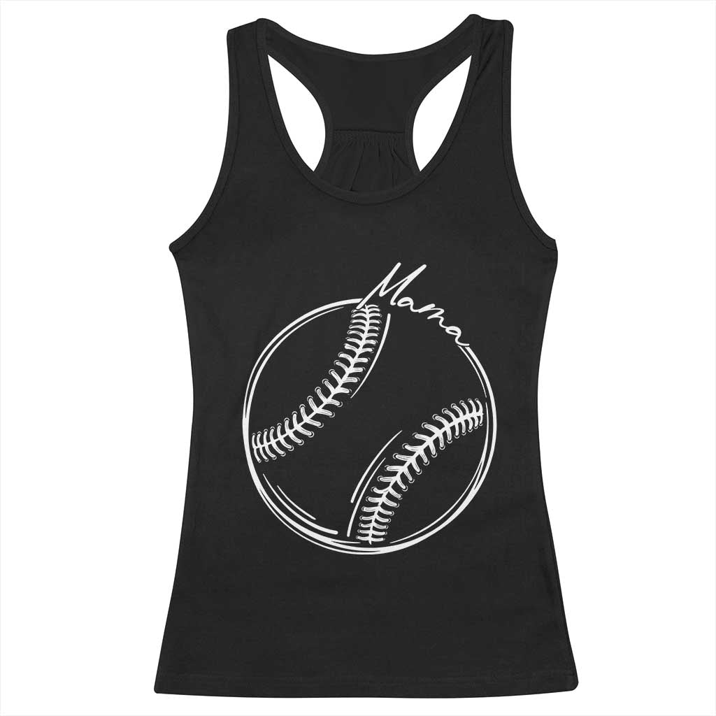 Baseball Mama Graphic Racerback Tank Top Game Day Gift For Baseball Moms TS12 Black Print Your Wear