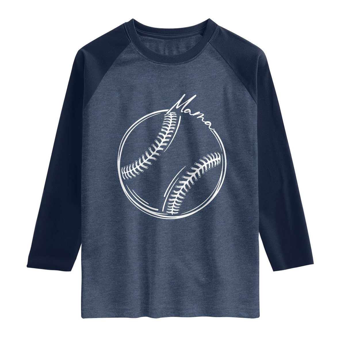 Baseball Mama Graphic Raglan Shirt Game Day Gift For Baseball Moms TS12 Heather Denim Navy Print Your Wear