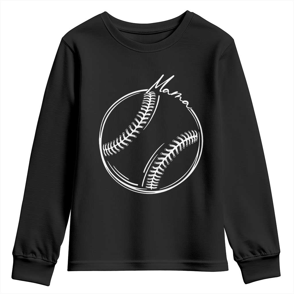 Baseball Mama Graphic Youth Sweatshirt Game Day Gift For Baseball Moms TS12 Black Print Your Wear