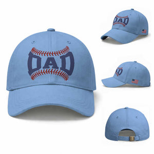 Proud Baseball Dad Baseball Cap Game Day Gift For Him TS12 Baseball Cap Universal Fit Light Blue Print Your Wear
