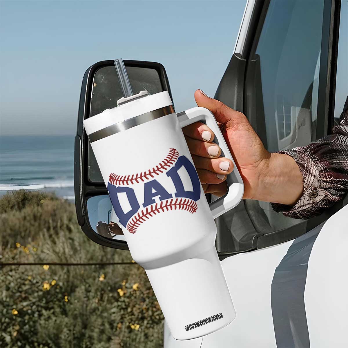 Proud Baseball Dad Tumbler With Handle Game Day Gift For Him TS12 Print Your Wear