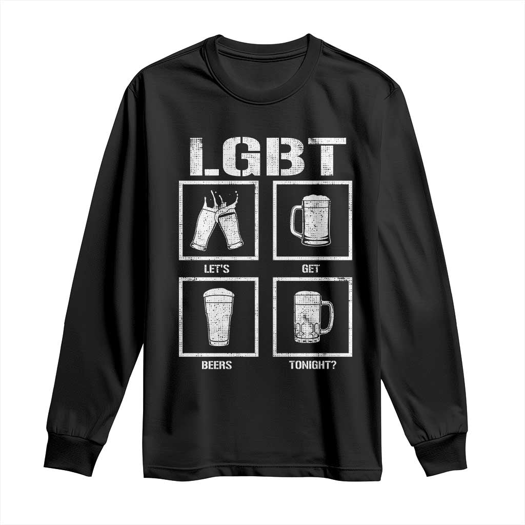LGBT Let's Get Beers Tonight Long Sleeve Shirt Funny Beer Drinking TS12 Black Print Your Wear