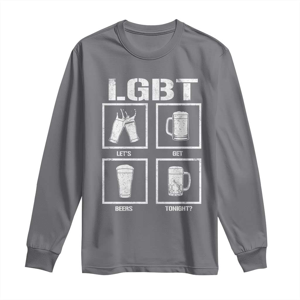 LGBT Let's Get Beers Tonight Long Sleeve Shirt Funny Beer Drinking TS12 Charcoal Print Your Wear