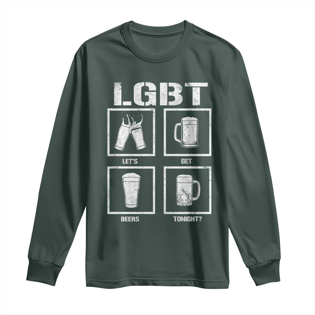 LGBT Let's Get Beers Tonight Long Sleeve Shirt Funny Beer Drinking TS12 Dark Forest Green Print Your Wear