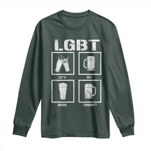 LGBT Let's Get Beers Tonight Long Sleeve Shirt Funny Beer Drinking TS12 Dark Forest Green Print Your Wear