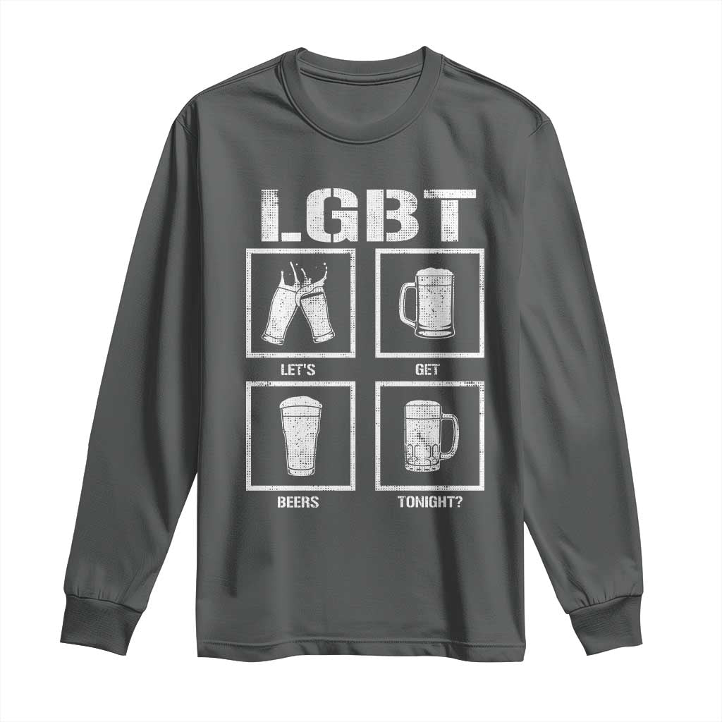 LGBT Let's Get Beers Tonight Long Sleeve Shirt Funny Beer Drinking TS12 Dark Heather Print Your Wear