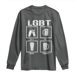 LGBT Let's Get Beers Tonight Long Sleeve Shirt Funny Beer Drinking TS12 Dark Heather Print Your Wear