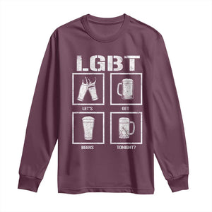 LGBT Let's Get Beers Tonight Long Sleeve Shirt Funny Beer Drinking TS12 Maroon Print Your Wear