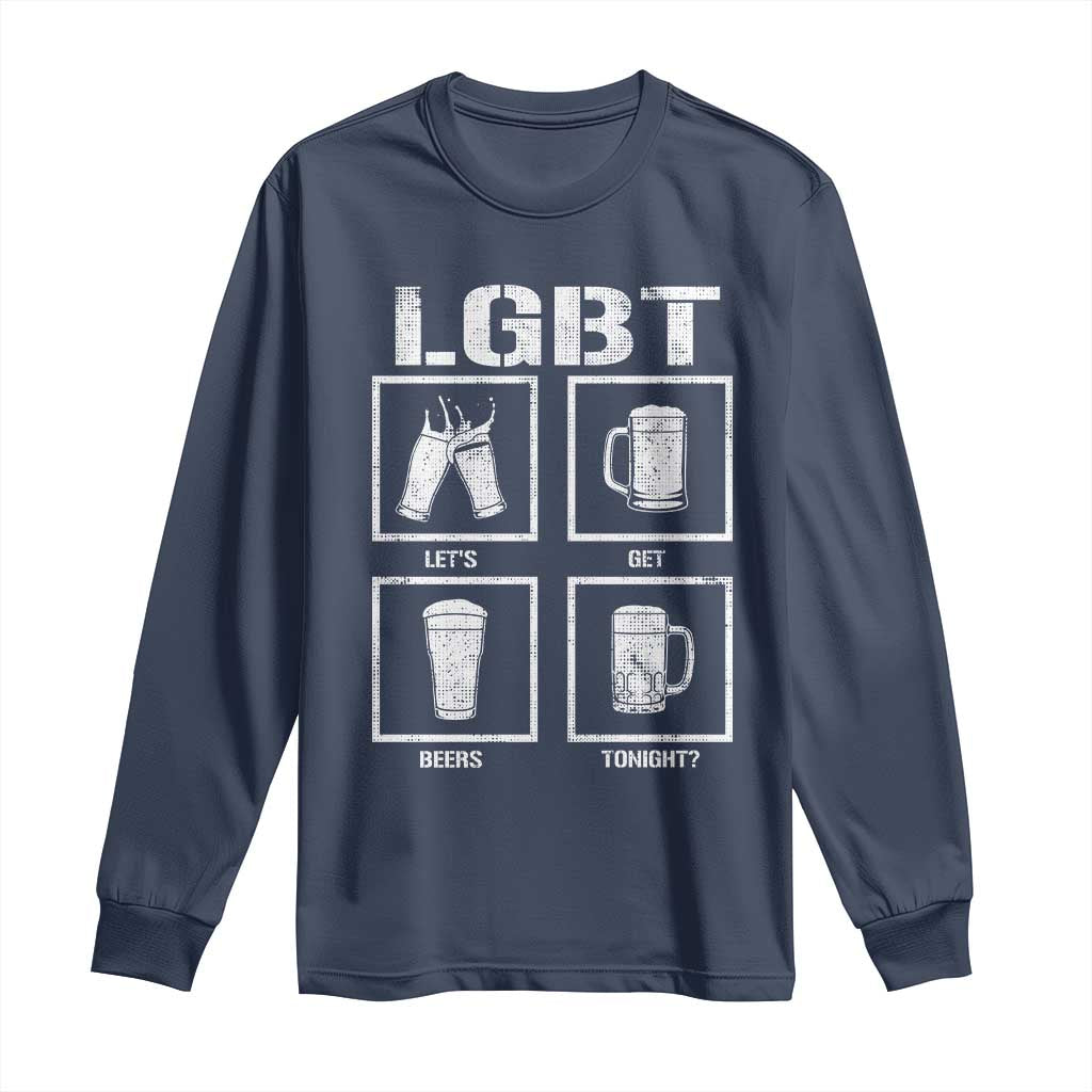 LGBT Let's Get Beers Tonight Long Sleeve Shirt Funny Beer Drinking TS12 Navy Print Your Wear