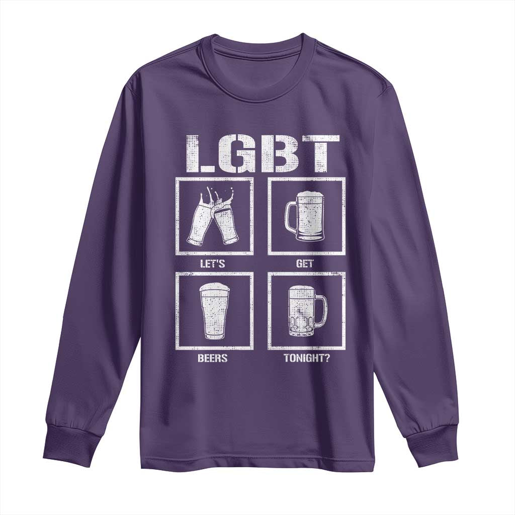 LGBT Let's Get Beers Tonight Long Sleeve Shirt Funny Beer Drinking TS12 Purple Print Your Wear