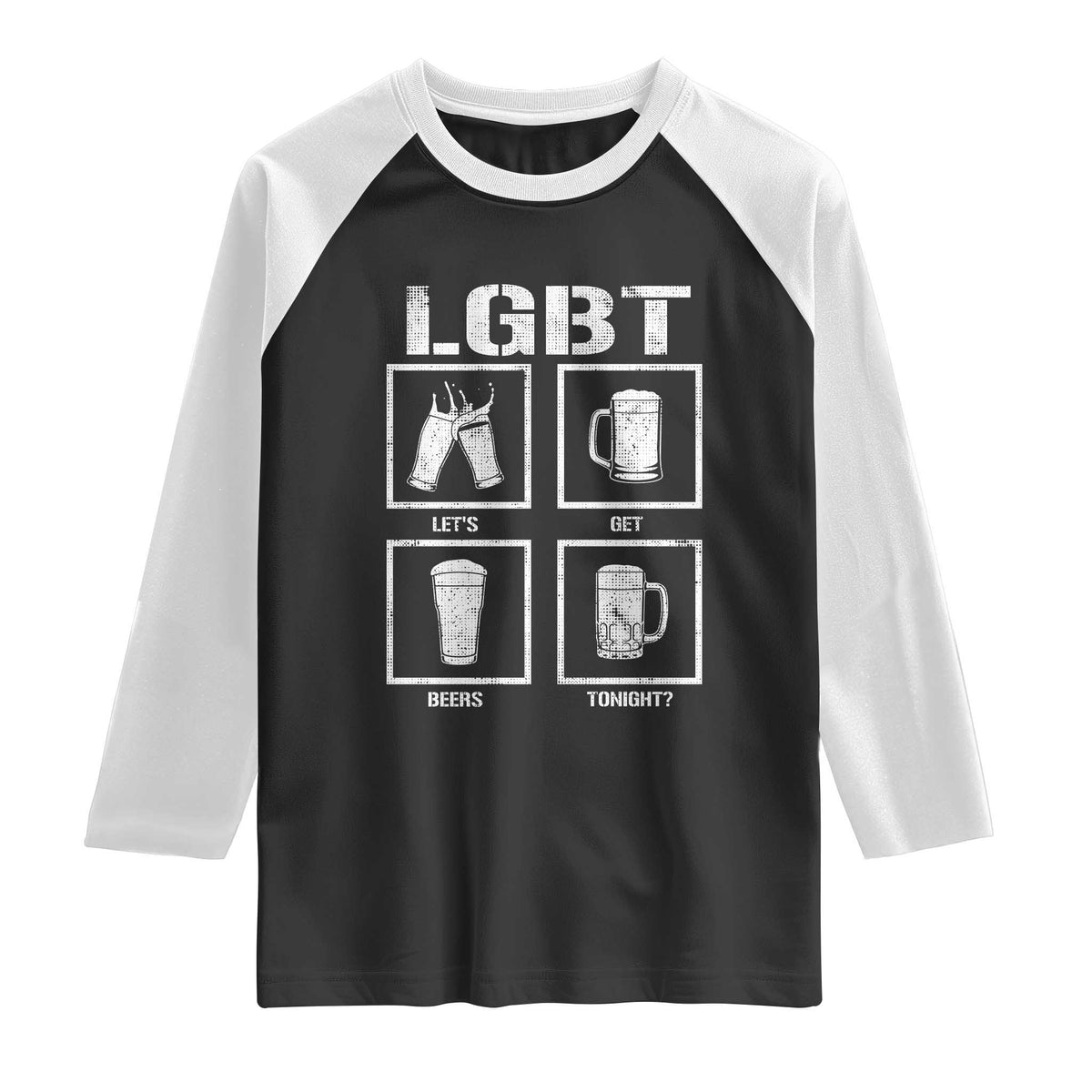 LGBT Let's Get Beers Tonight Raglan Shirt Funny Beer Drinking TS12 Black White Print Your Wear