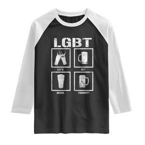 LGBT Let's Get Beers Tonight Raglan Shirt Funny Beer Drinking TS12 Black White Print Your Wear