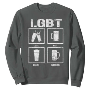 LGBT Let's Get Beers Tonight Sweatshirt Funny Beer Drinking TS12 Dark Heather Print Your Wear