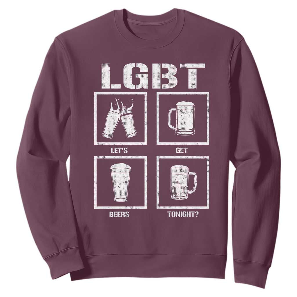 LGBT Let's Get Beers Tonight Sweatshirt Funny Beer Drinking TS12 Maroon Print Your Wear