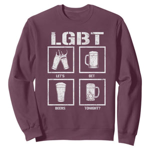 LGBT Let's Get Beers Tonight Sweatshirt Funny Beer Drinking TS12 Maroon Print Your Wear