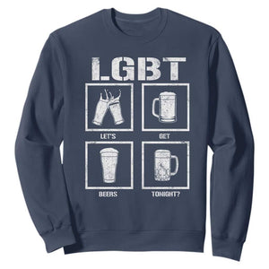 LGBT Let's Get Beers Tonight Sweatshirt Funny Beer Drinking TS12 Navy Print Your Wear