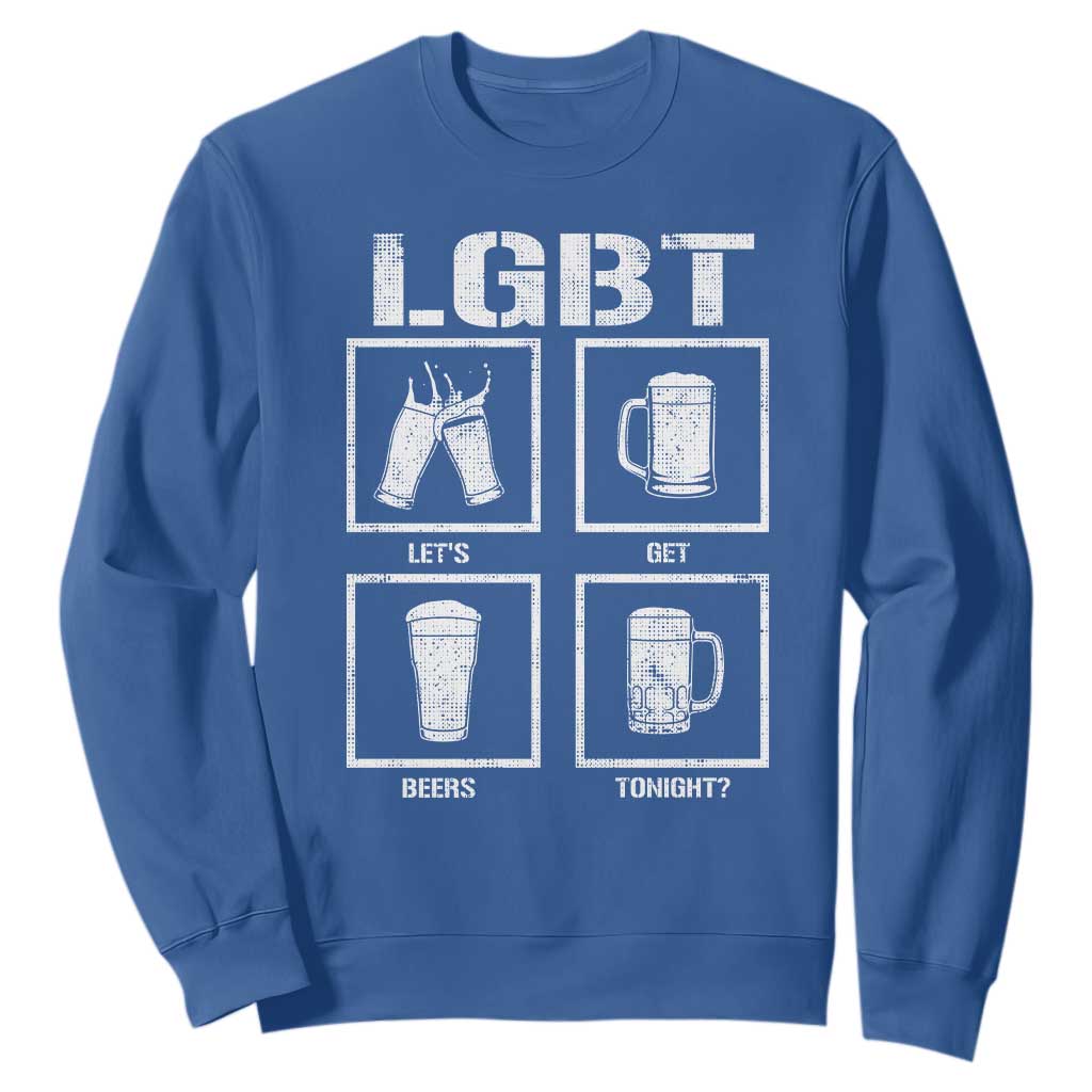 LGBT Let's Get Beers Tonight Sweatshirt Funny Beer Drinking TS12 Royal Blue Print Your Wear