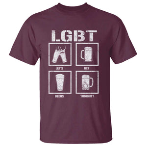 LGBT Let's Get Beers Tonight T Shirt Funny Beer Drinking TS12 Maroon Print Your Wear