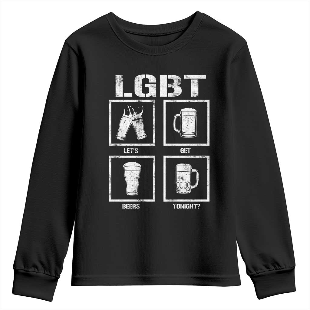 LGBT Let's Get Beers Tonight Youth Sweatshirt Funny Beer Drinking TS12 Black Print Your Wear