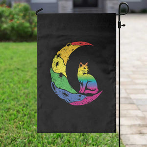 Rainbow Moon Cat Pride Garden Flag LGBT Feline Graphic TS12 Print Your Wear