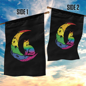 Rainbow Moon Cat Pride Garden Flag LGBT Feline Graphic TS12 Print Your Wear