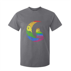 Rainbow Moon Cat Pride T Shirt For Kid LGBT Feline Graphic TS12 Charcoal Print Your Wear