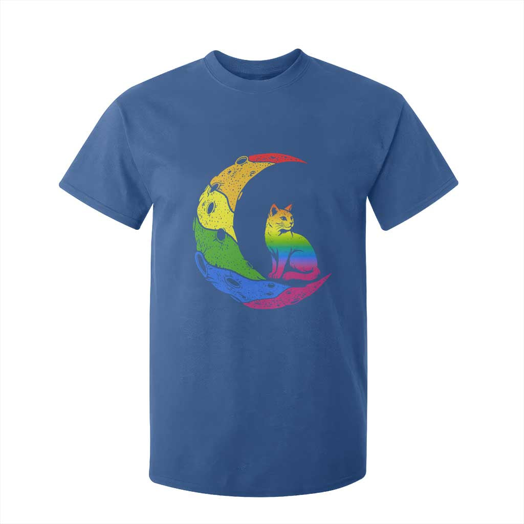 Rainbow Moon Cat Pride T Shirt For Kid LGBT Feline Graphic TS12 Royal Blue Print Your Wear