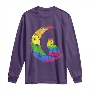 Rainbow Moon Cat Pride Long Sleeve Shirt LGBT Feline Graphic TS12 Purple Print Your Wear