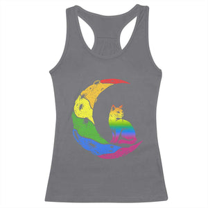 Rainbow Moon Cat Pride Racerback Tank Top LGBT Feline Graphic TS12 Charcoal Print Your Wear