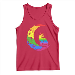 Rainbow Moon Cat Pride Tank Top LGBT Feline Graphic TS12 Red Print Your Wear