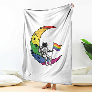 Rainbow Astronaut On The Moon LGBT Throw Blanket Spaceman Pride Month TS12 Print Your Wear