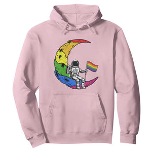 Rainbow Astronaut On The Moon LGBT Hoodie Spaceman Pride Month TS12 Light Pink Print Your Wear