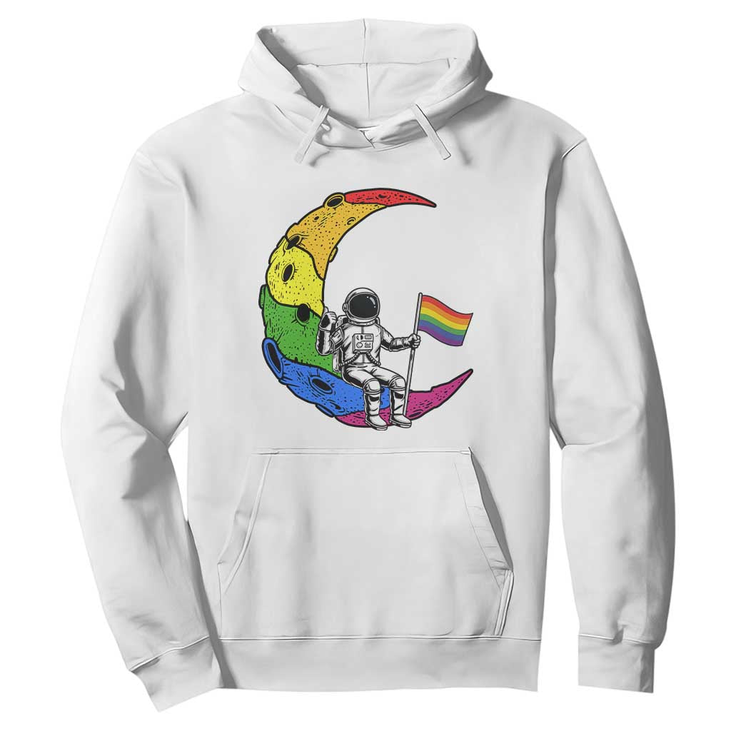 Rainbow Astronaut On The Moon LGBT Hoodie Spaceman Pride Month TS12 White Print Your Wear