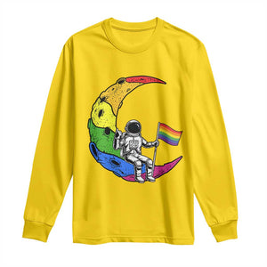 Rainbow Astronaut On The Moon LGBT Long Sleeve Shirt Spaceman Pride Month TS12 Daisy Print Your Wear