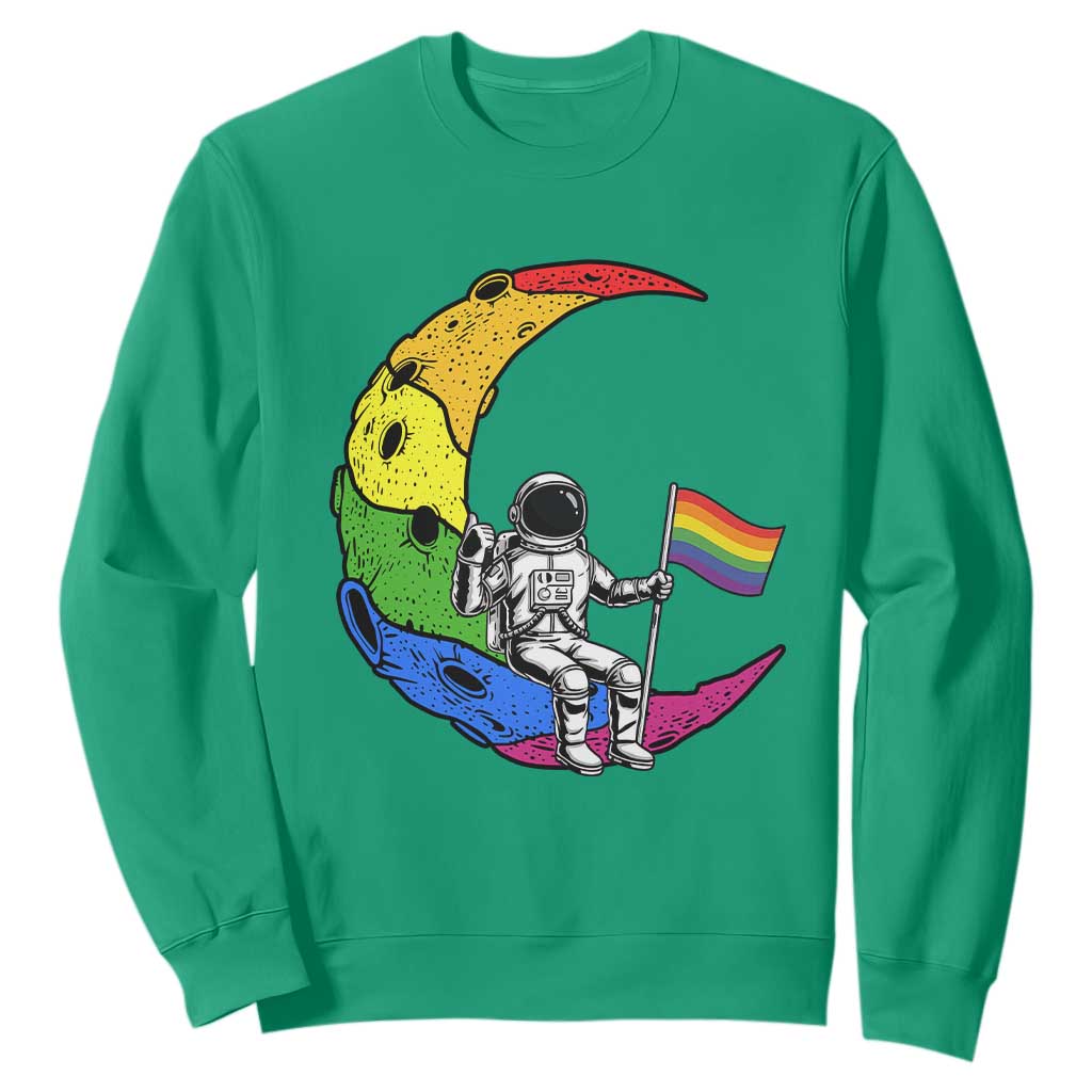 Rainbow Astronaut On The Moon LGBT Sweatshirt Spaceman Pride Month TS12 Irish Green Print Your Wear