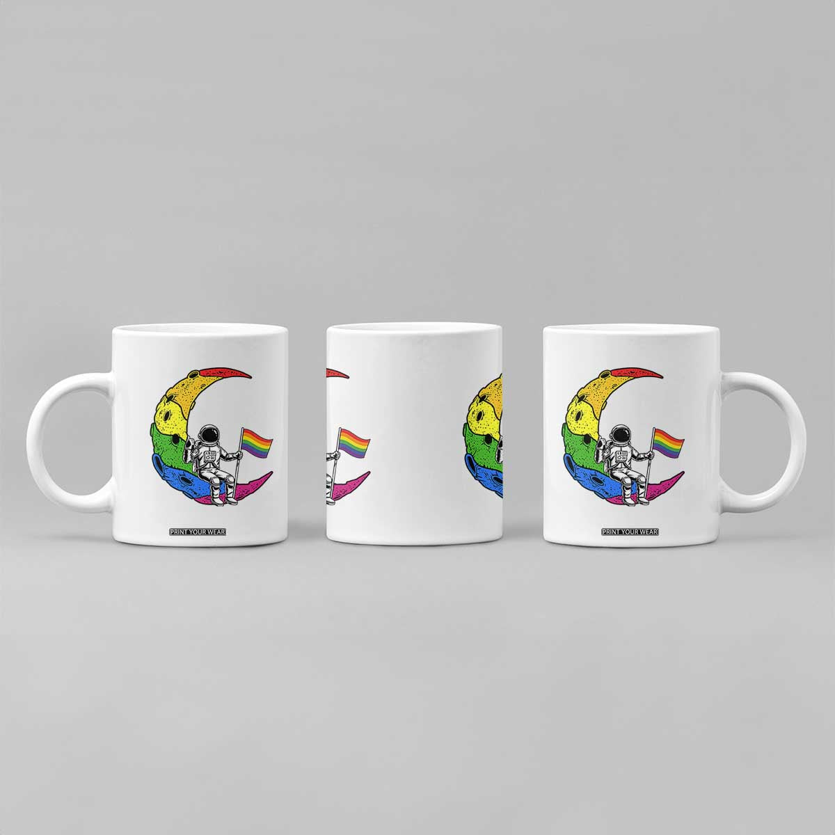Rainbow Astronaut On The Moon LGBT Coffee Mug Spaceman Pride Month TS12 Print Your Wear