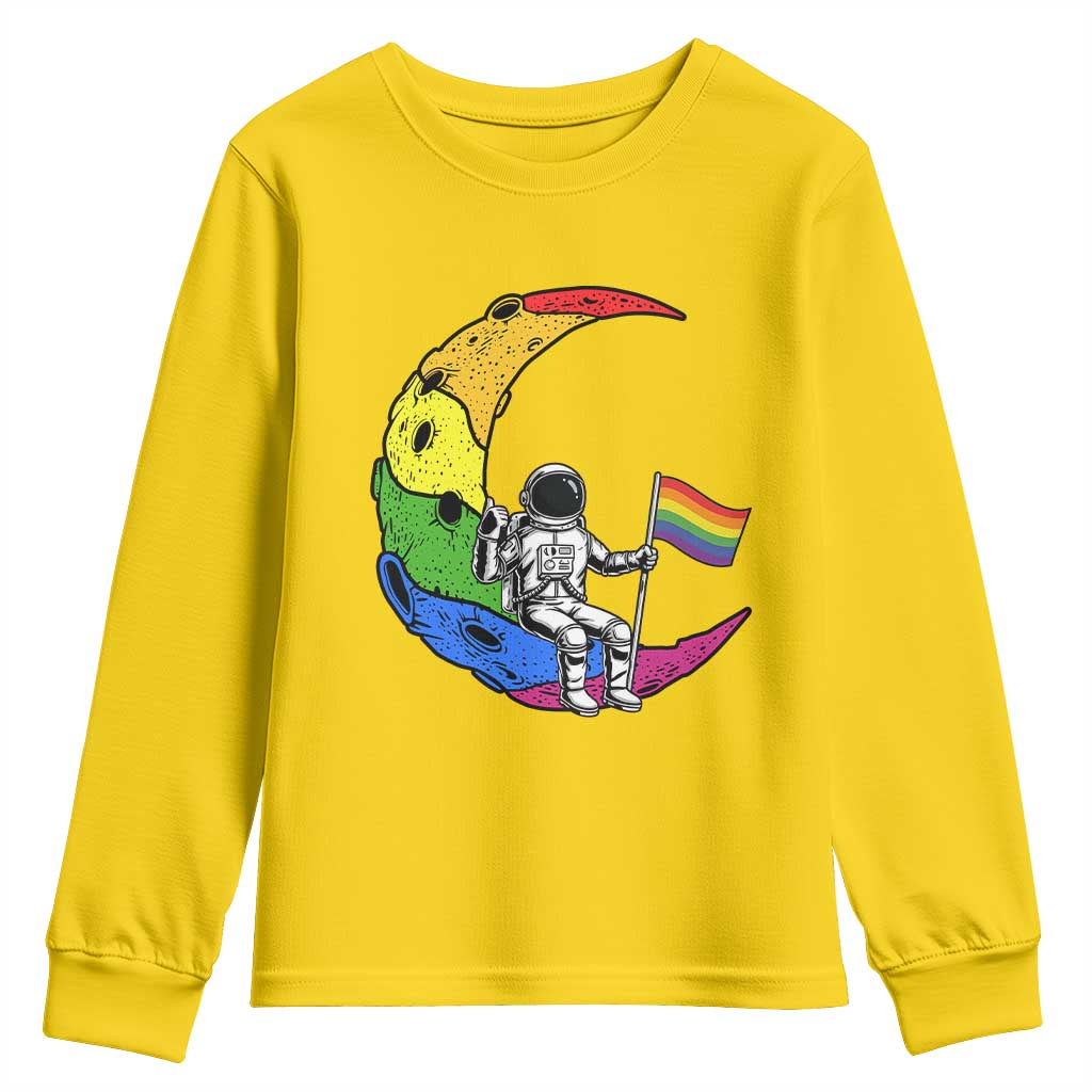 Rainbow Astronaut On The Moon LGBT Youth Sweatshirt Spaceman Pride Month TS12 Daisy Print Your Wear