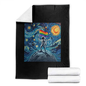 LGBTQ Rainbow Moon Astronaut Throw Blanket Starry Night Graphic TS12 Black Print Your Wear