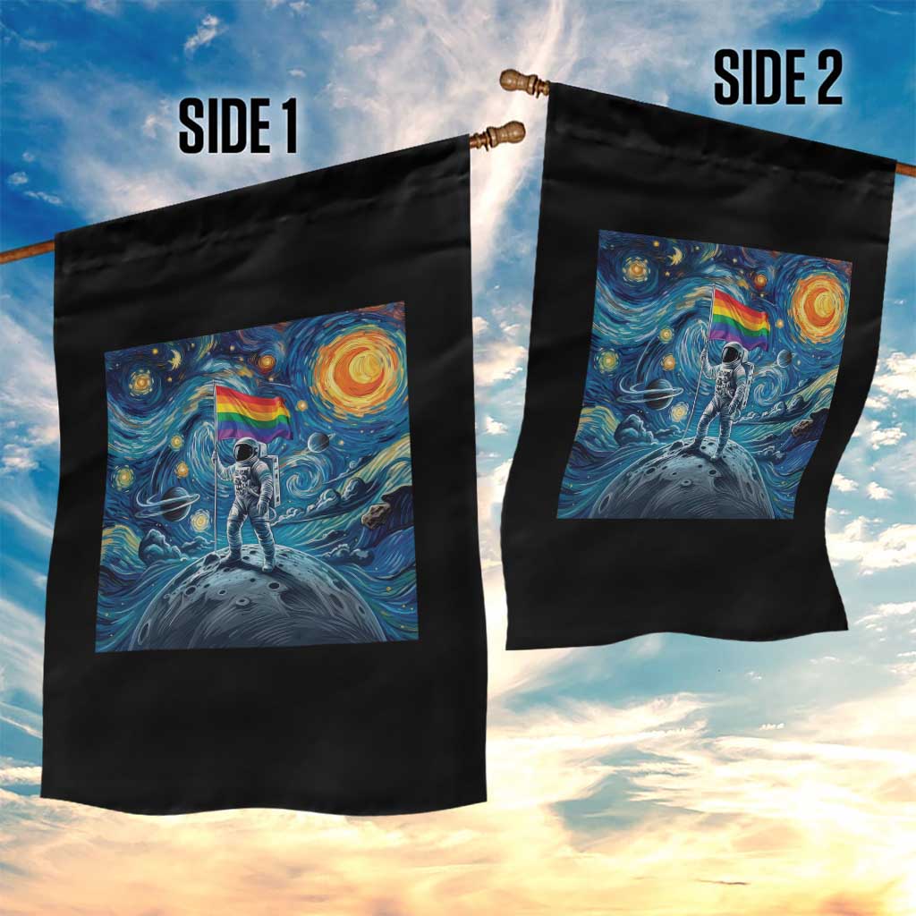 LGBTQ Rainbow Moon Astronaut Garden Flag Starry Night Graphic TS12 Print Your Wear