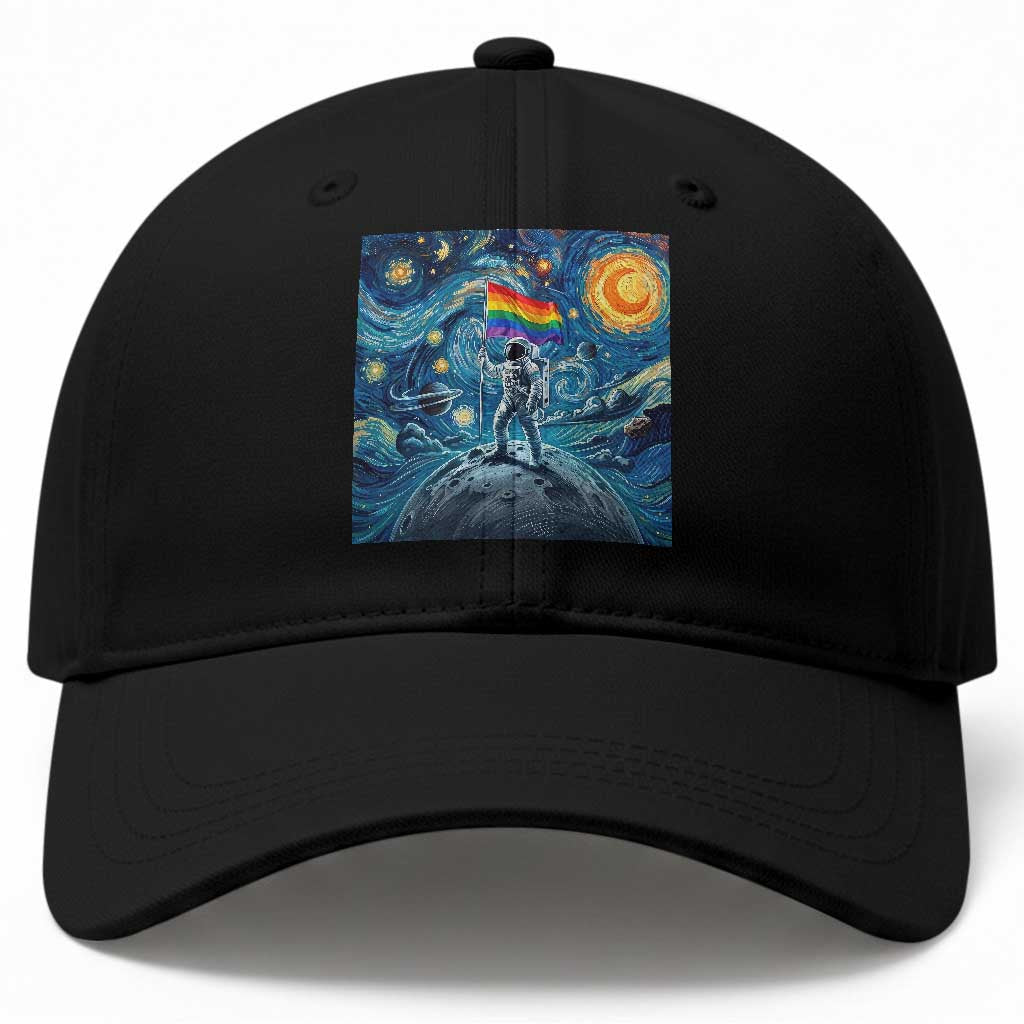 LGBTQ Rainbow Moon Astronaut Baseball Cap Starry Night Graphic TS12 Print Your Wear