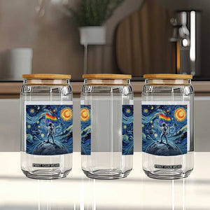 LGBTQ Rainbow Moon Astronaut Glass Can Starry Night Graphic TS12 Print Your Wear