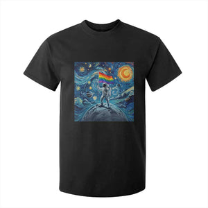 LGBTQ Rainbow Moon Astronaut T Shirt For Kid Starry Night Graphic TS12 Black Print Your Wear