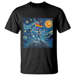 LGBTQ Rainbow Moon Astronaut T Shirt Starry Night Graphic TS12 Black Print Your Wear
