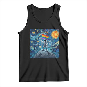 LGBTQ Rainbow Moon Astronaut Tank Top Starry Night Graphic TS12 Black Print Your Wear