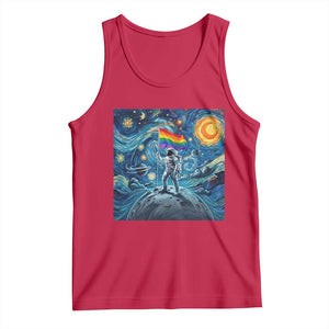 LGBTQ Rainbow Moon Astronaut Tank Top Starry Night Graphic TS12 Red Print Your Wear